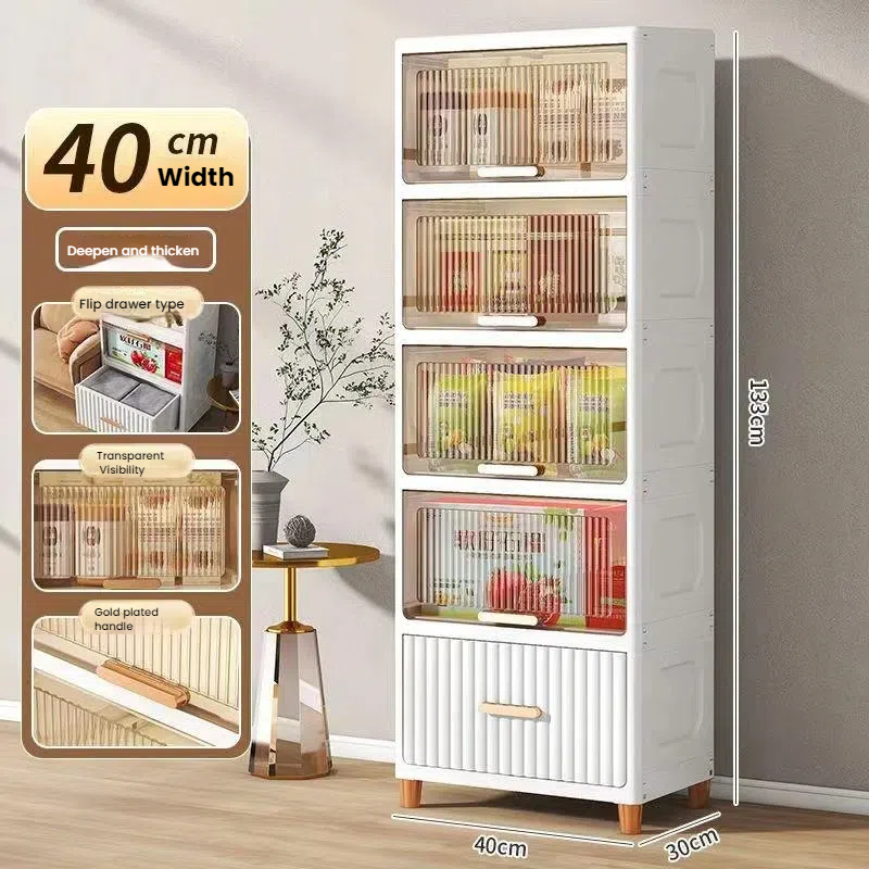 Vertical Transparent Panel Layered Drawer Cabinet 2