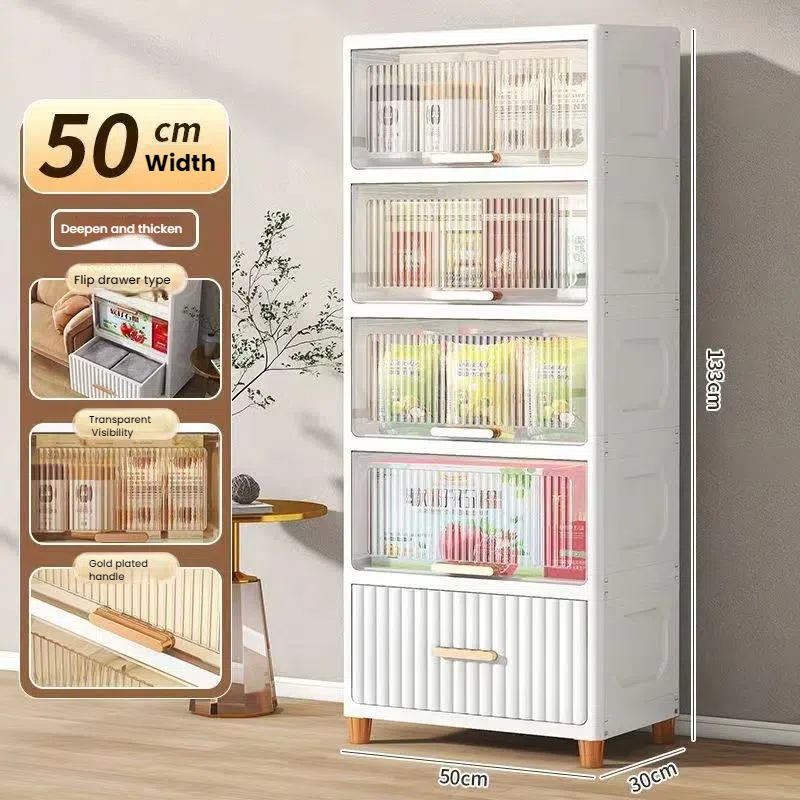 Vertical Transparent Panel Layered Drawer Cabinet 3