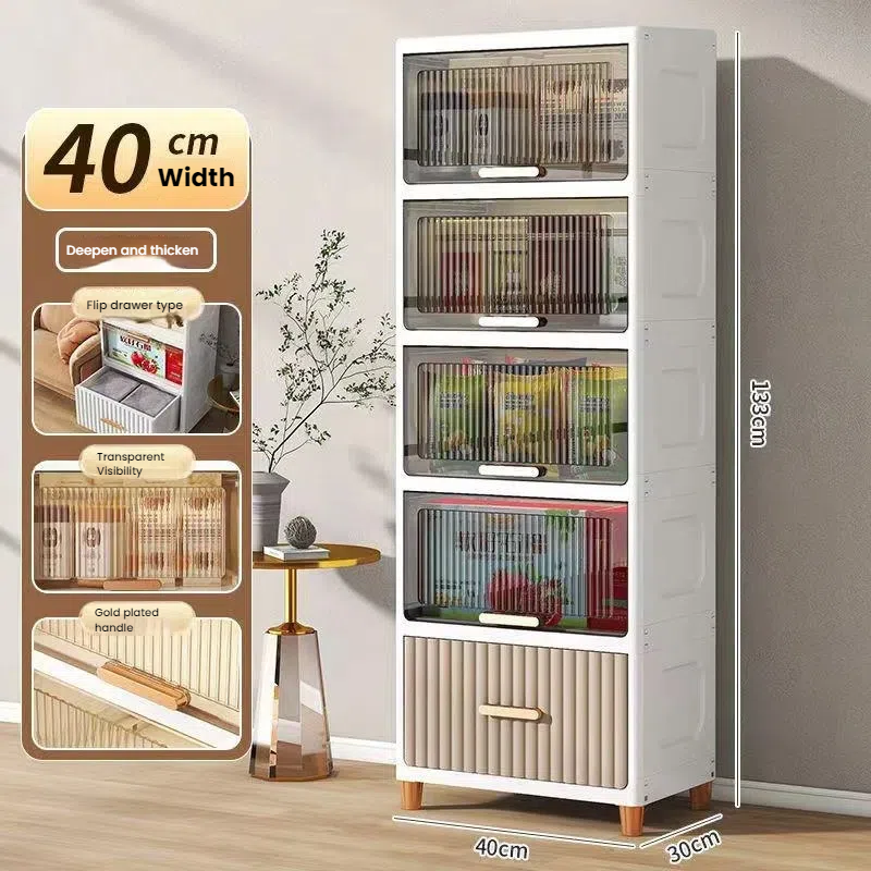 Vertical Transparent Panel Layered Drawer Cabinet 4