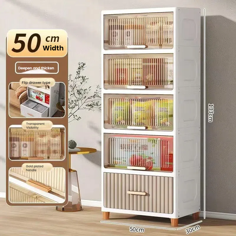 Vertical Transparent Panel Layered Drawer Cabinet 5