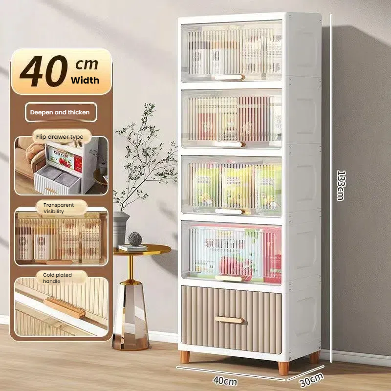 Vertical Transparent Panel Layered Drawer Cabinet 6