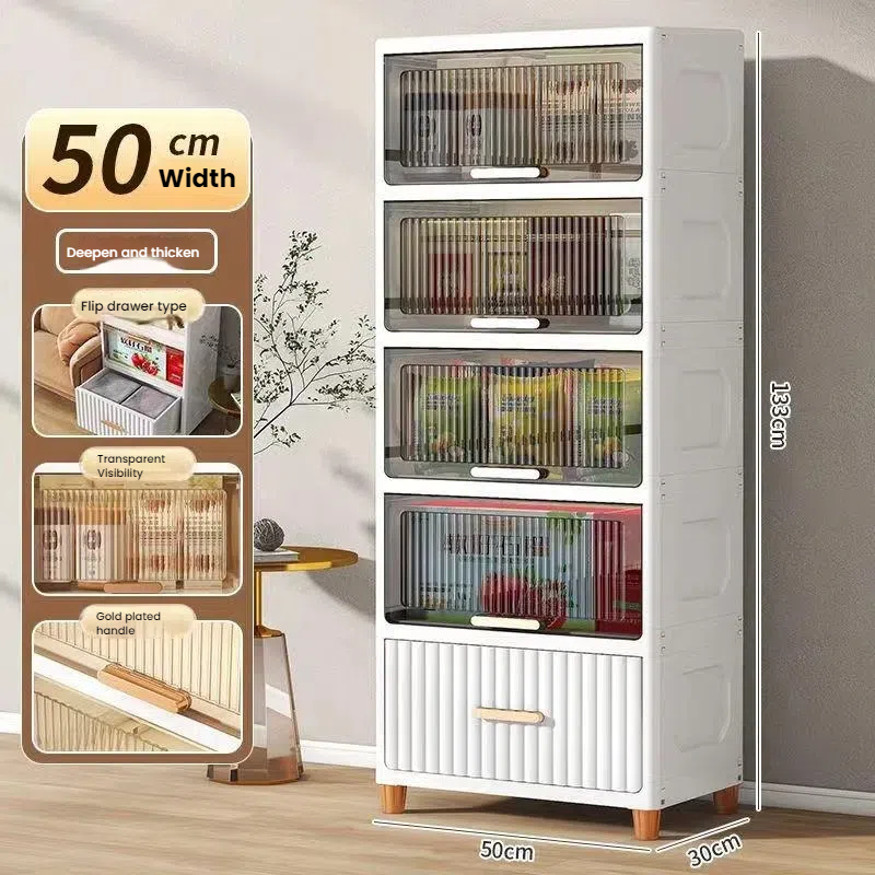 Vertical Transparent Panel Layered Drawer Cabinet 7