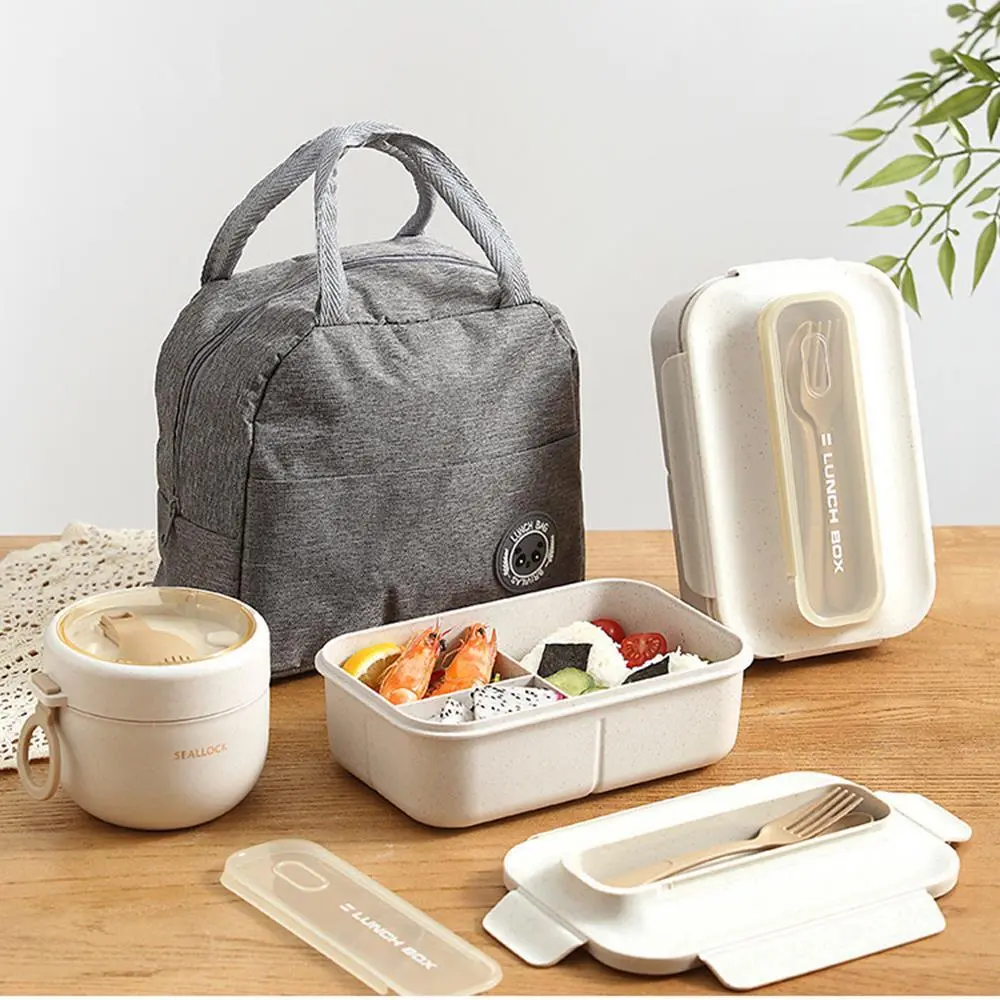 Hongxing Plastic Lunch Boxes for Adults, Handheld Japanese Style Bento with Lunch Box Bag 1