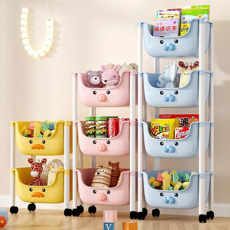 Hongxing Plastic Racks for Storage, Cartoon Cute Storage Rack Small Cart 1