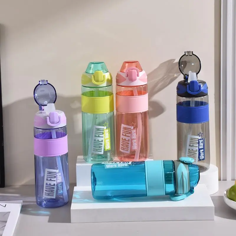 Hongxing Plastic Drinking Bottles with Lids, Transparent Sports Water Bottles for Students and Office Workers 1