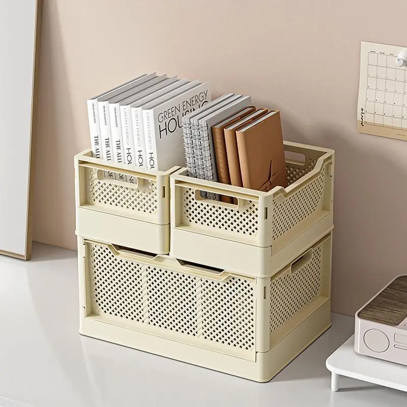 Hongxing Stackable Plastic Baskets, Student Desktop Book Storage Rack Folding Storage Basket 1
