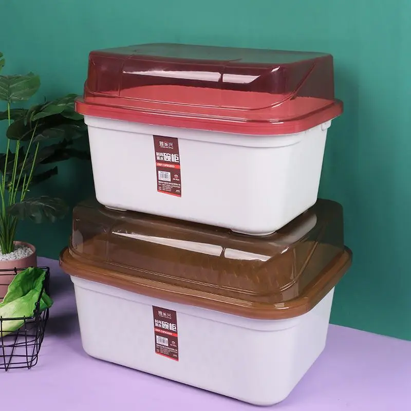 Hongxing Plastic Dish Drainer with Cover, Household Double-layer Hollow Drain Bowl Rack with Lid 1