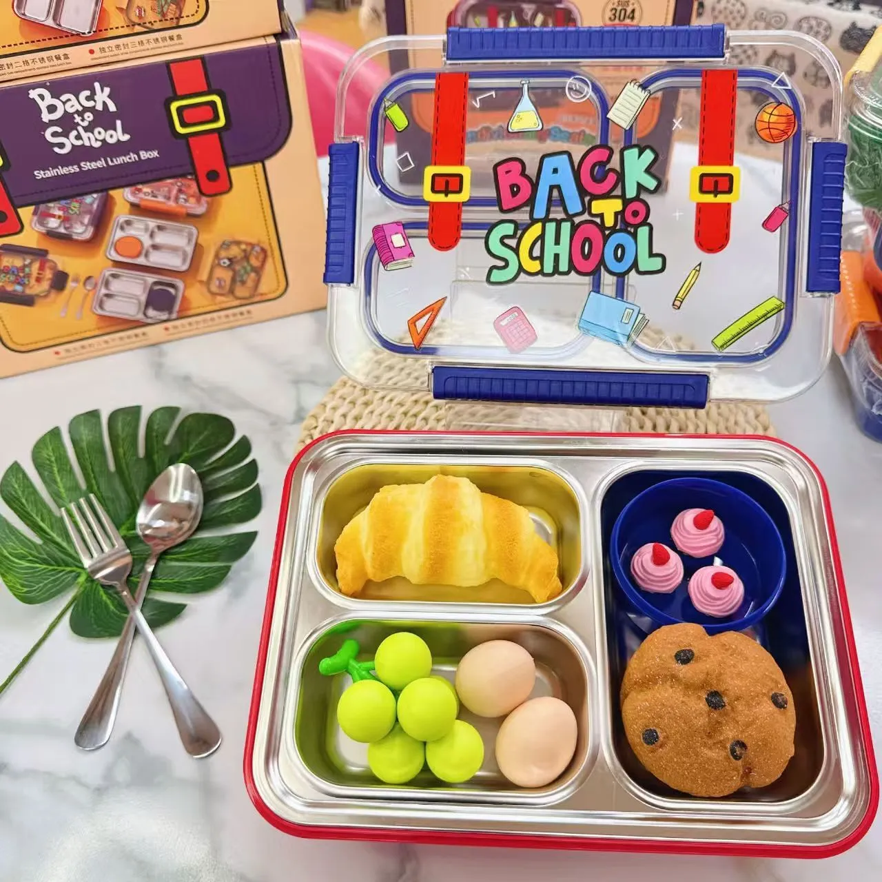 HongXing Lunch box made of 304 stainless steel,Cartoon Lunch Box + Dip Container 1