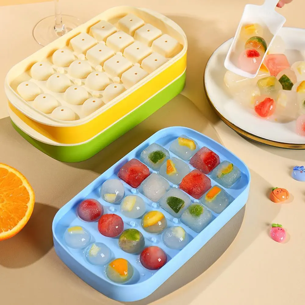 Hongxing Ice Cream PP Mold, 22-Cell Round & Square Ice Mold (11 Balls + 11 Cubes) 1