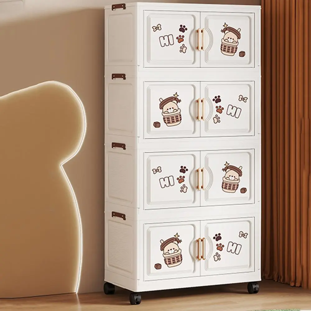 HongXing Wardrobe Clothes Organizer,Cartoon Bear Magnetic Double-Door Storage Cabinet 1