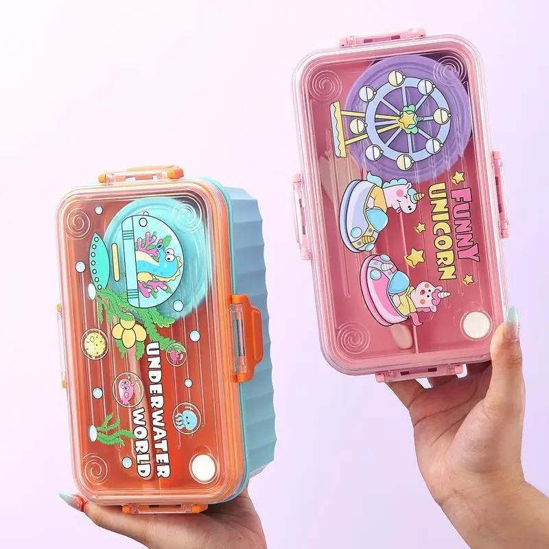 HongXing Kitchen Spice Jars,Transparent Cartoon Double-Layer Lunch Box 1