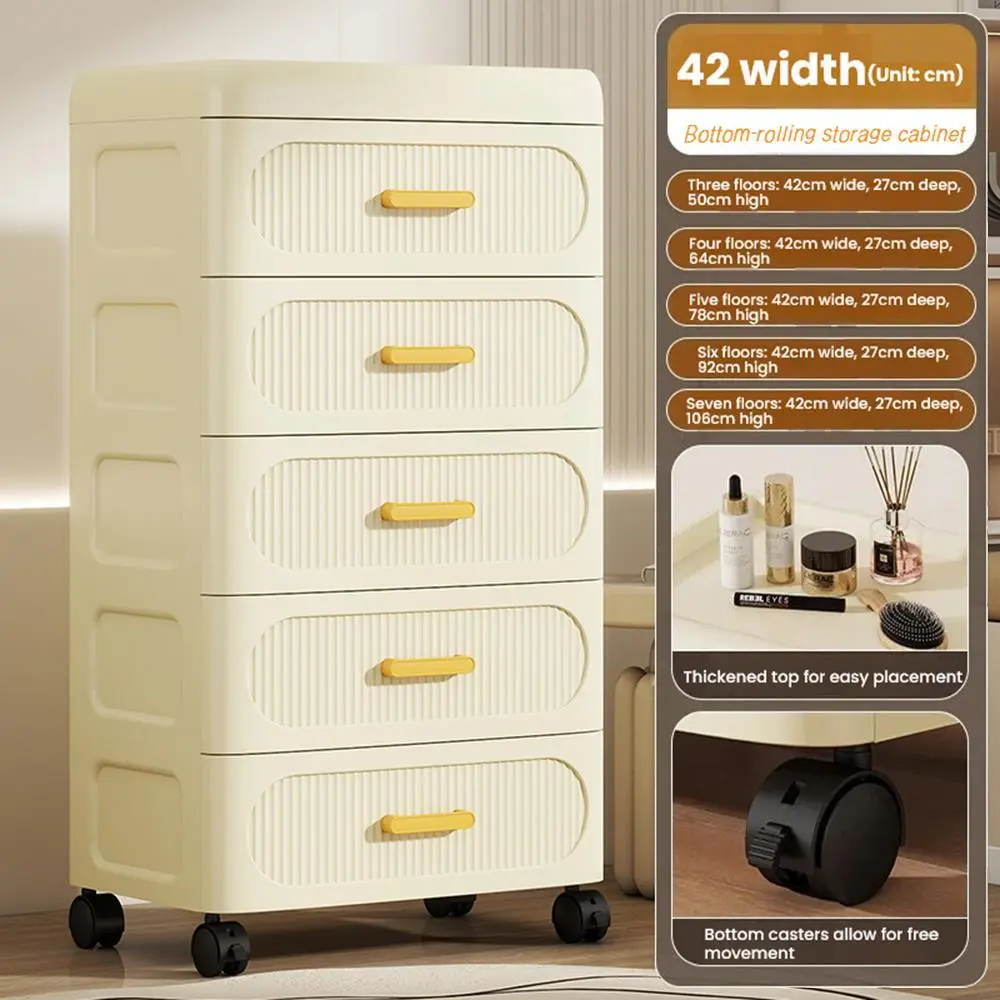 HongXing Plastic Storage Cabinet , Cream Aesthetic Plastic Storage Cabinet 1