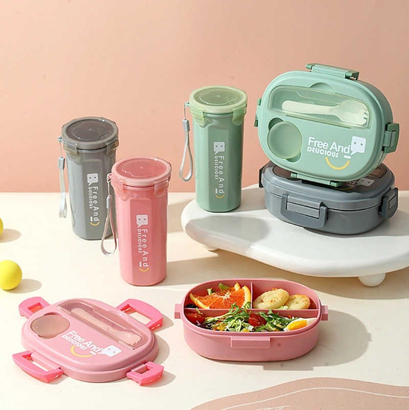 HongXing Microwave Safe Lunch Box Containers, Three-Compartment Portable Lunch Box Set 1