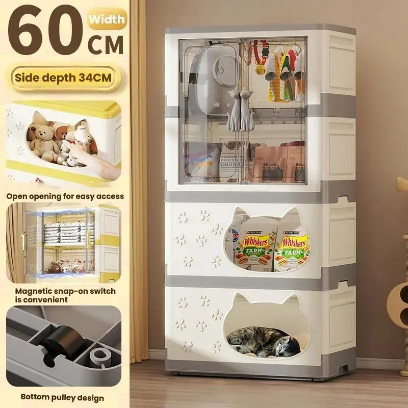 HongXing Double-Door Layered Cat Wardrobe Bed | Modular Cat Bed & Storage Combo 1