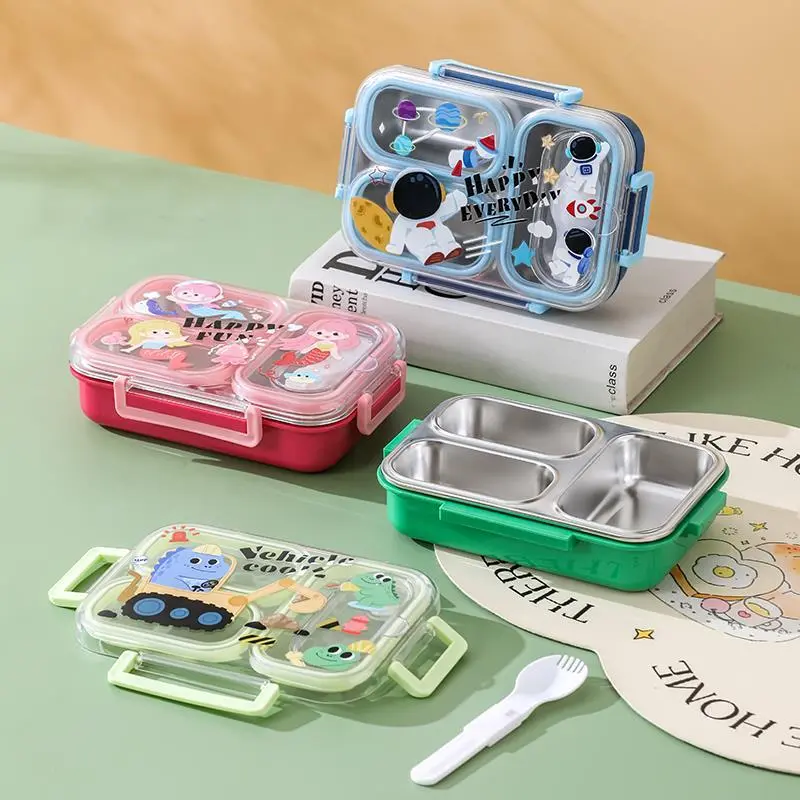 HongXing Cartoon Insulated Bento Box | Leak-Proof Large Kids Lunch Box Set with Spoon 1