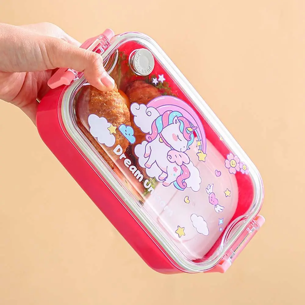 HongXing Cartoon Transparent Bento Box with Water Bottle Set | Kids Lunch Kit 1