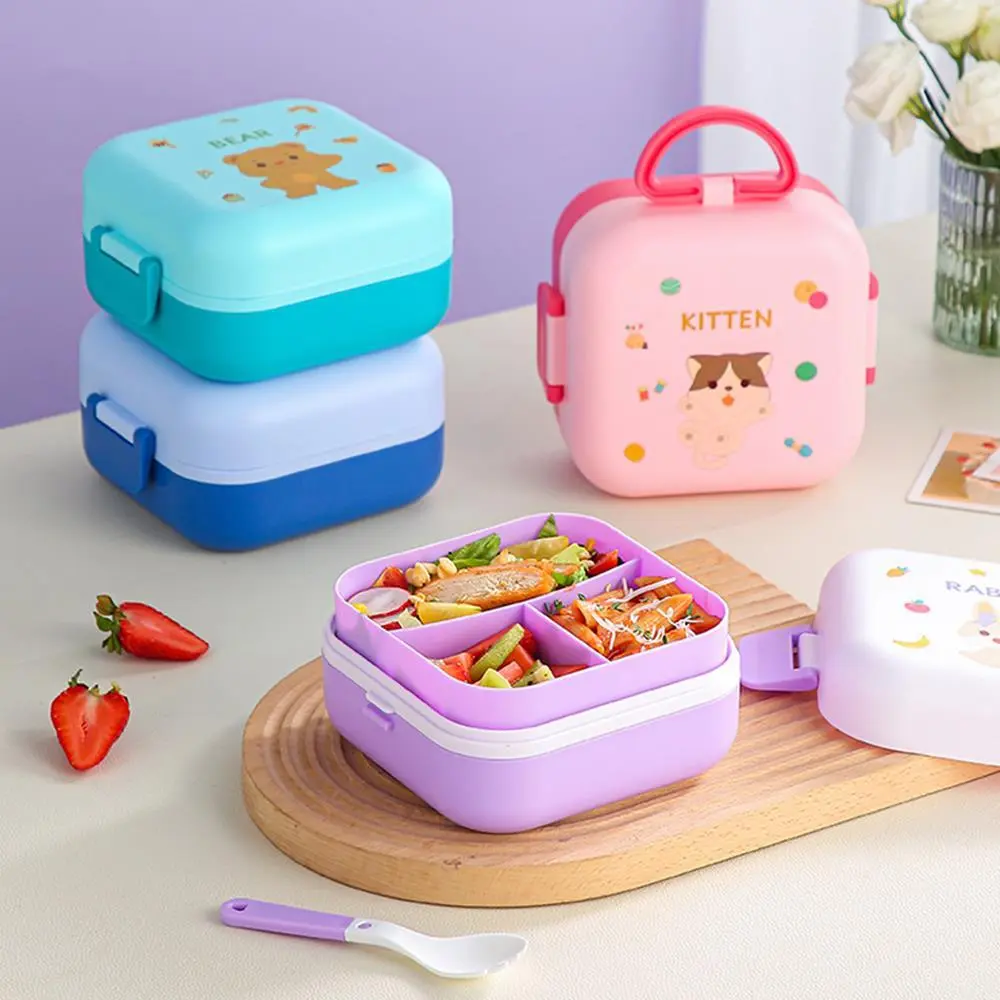 HongXing Square Cartoon Bento Box Set | 1150ml Large Capacity Lunch Box with Spoon 1