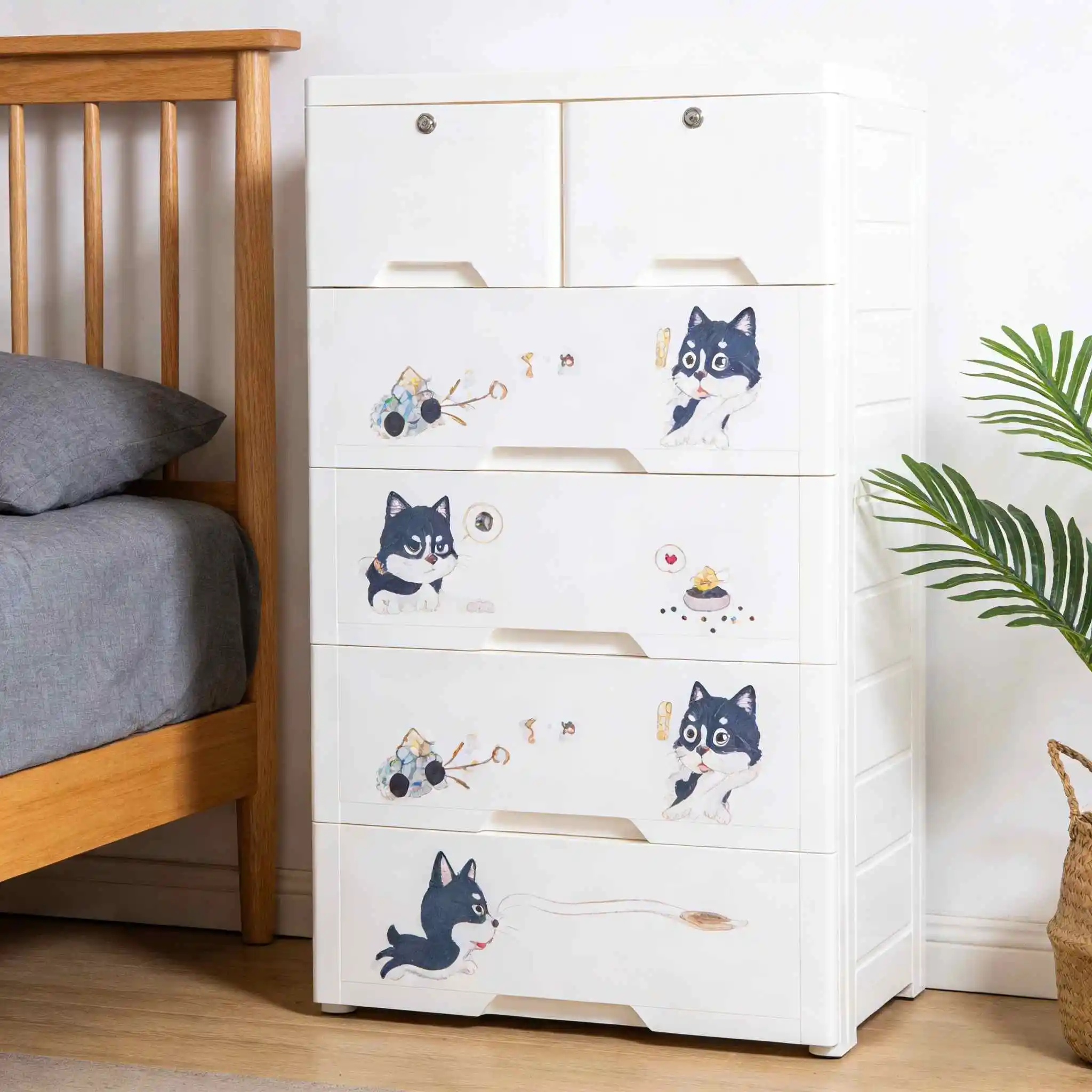 HongXing Cute Dog Wardrobe | 5-Tier Kids Storage Cabinet with Cartoon Design 1
