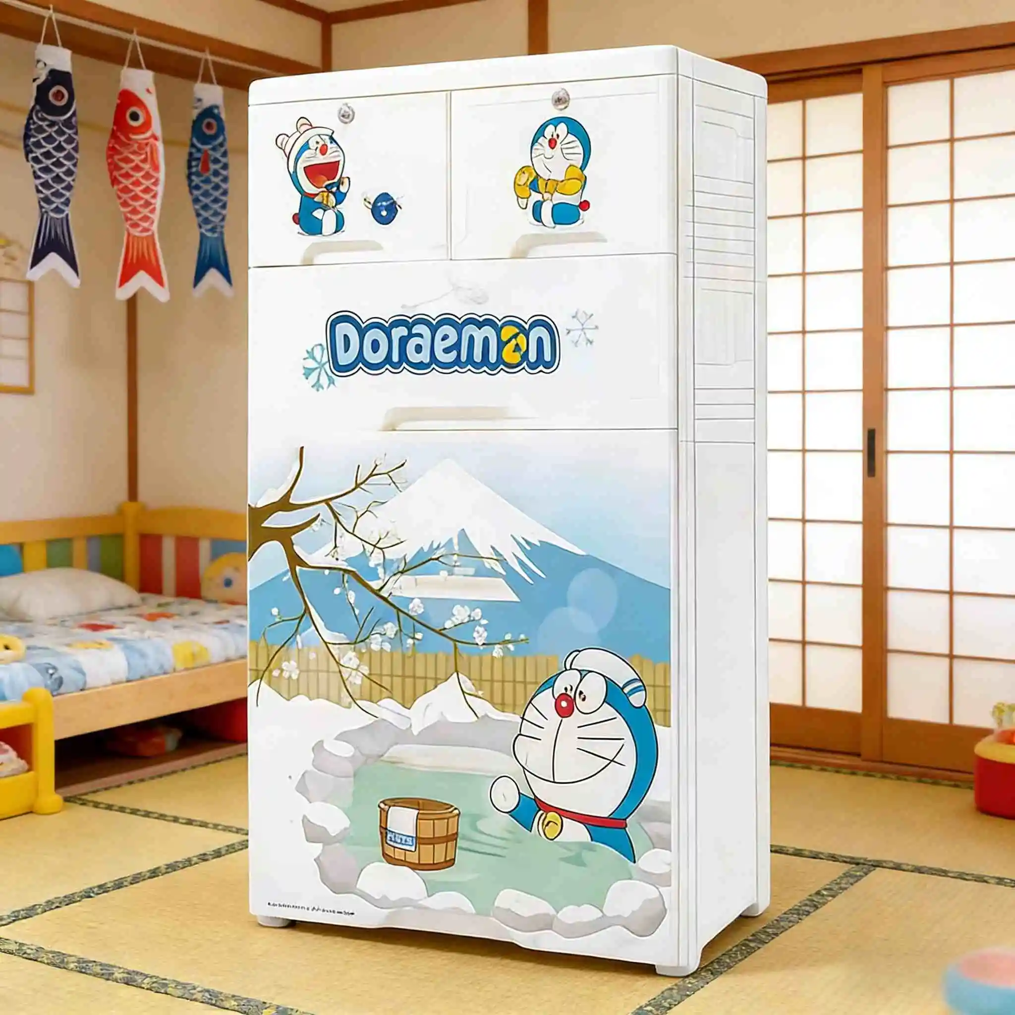 Doraemon Cartoon Storage Layer Cabinet | 5-Tier Modular Kids Wardrobe with Drawers 1