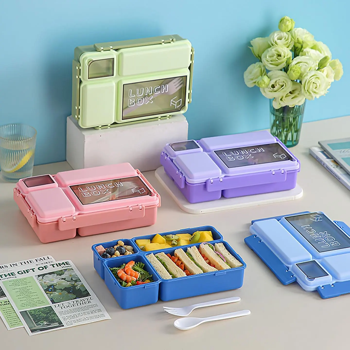 HongXing High-Capacity Leak-Proof Compartment Lunch Box (Food-Grade PP | Multi-Color) 1