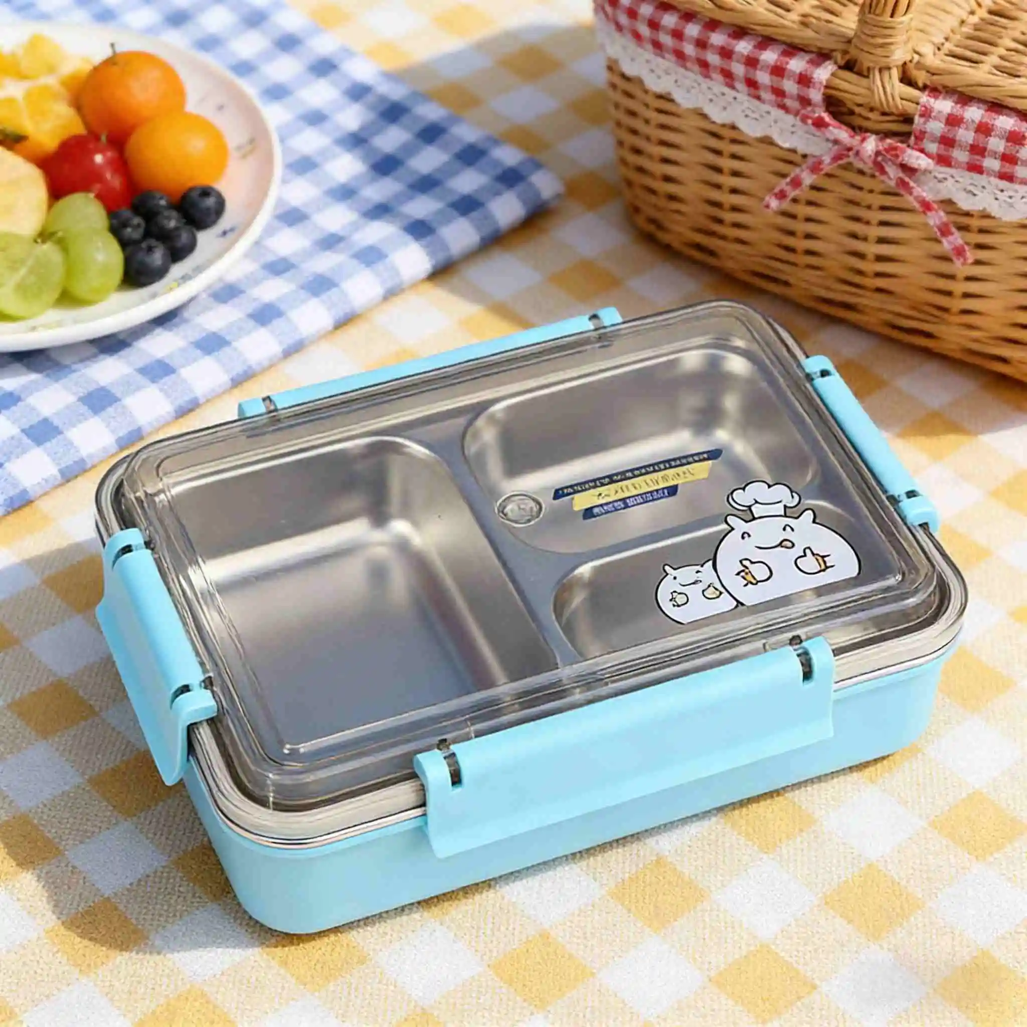HongXing 304 Stainless Steel Compartment Lunch Box | 3/4 Section Sealed Tiffin Set 1