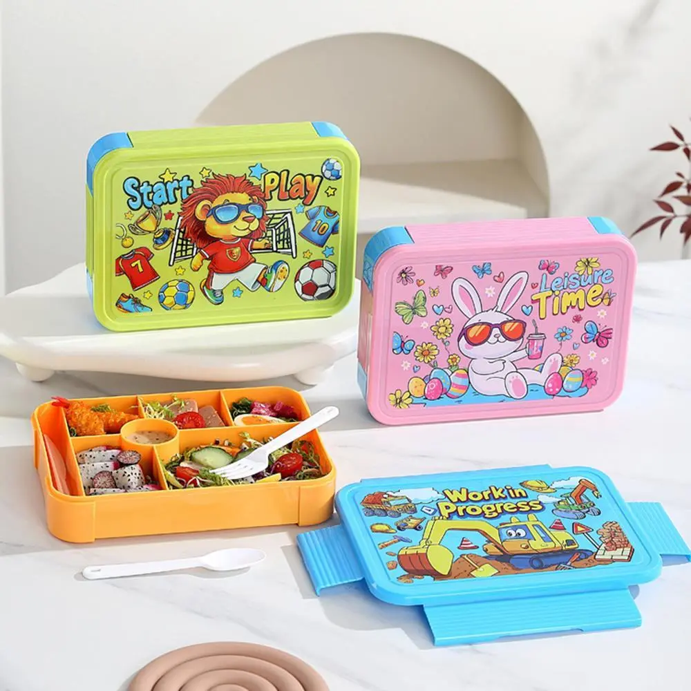 Cartoon Plastic 5-Compartment Lunch Box | Plastic Lunch Box Factory - HongXing 1