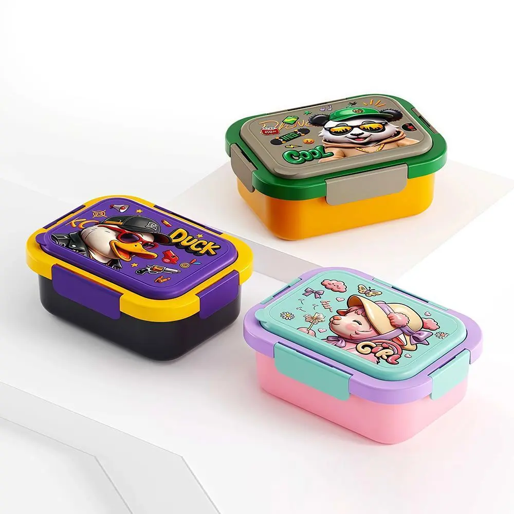 Cartoon 3-Compartment Plastic Sealed Lunch Box | Plastic Lunch Box Factory - HongXing 1