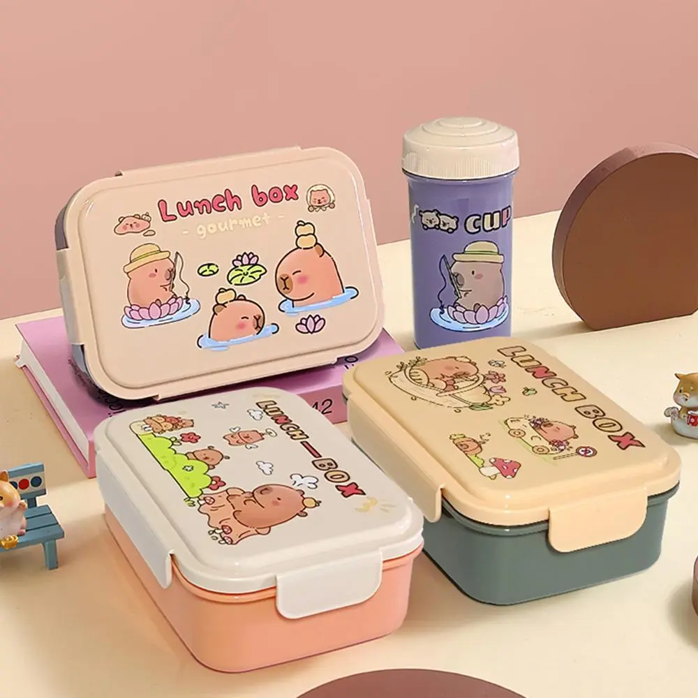 Cartoon Capybara Meal Set (Lunch Box & Bottle) | Plastic Lunch Box Manufacturer - HongXing 1
