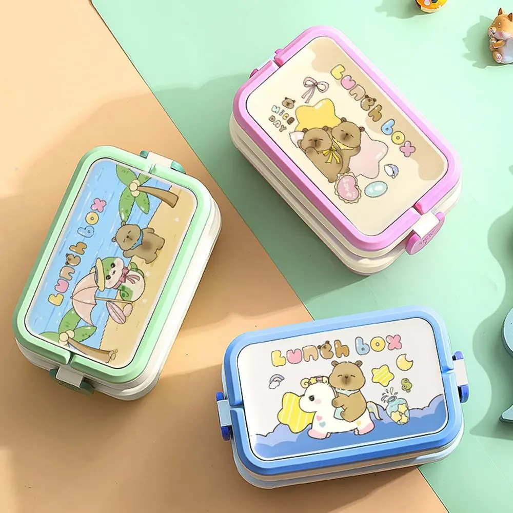 Cartoon Double-Layer 2-Compartment Lunch Box Set | Plastic Lunch Box Factory - HongXing 1