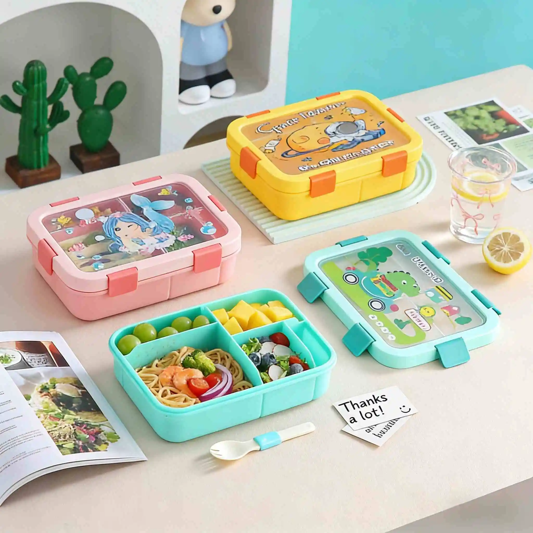 Mermaid 4-Compartment Lunch Box | Plastic Lunch Box Factory - HongXing 1