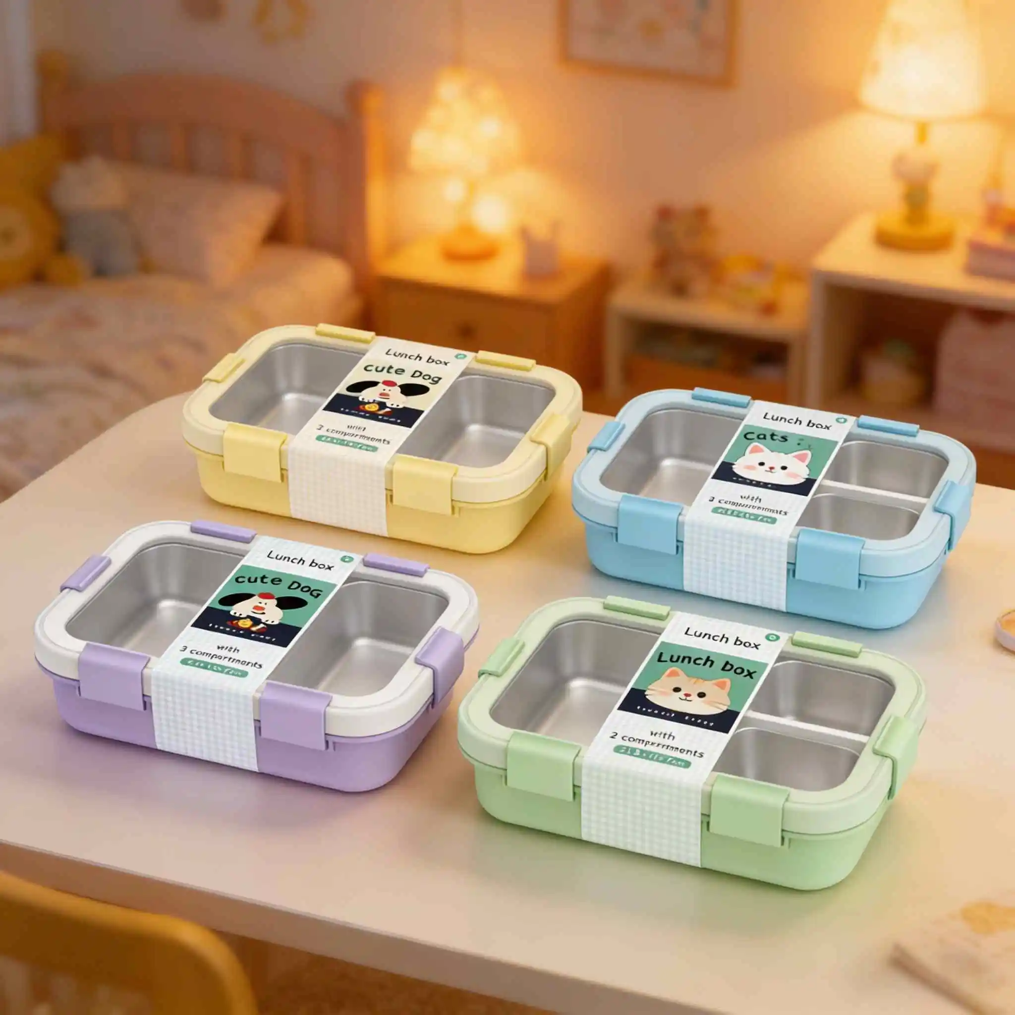 6-Lock 2-Compartment Stainless Steel Lunch Box | Plastic Lunch Box Factory - HongXing 1