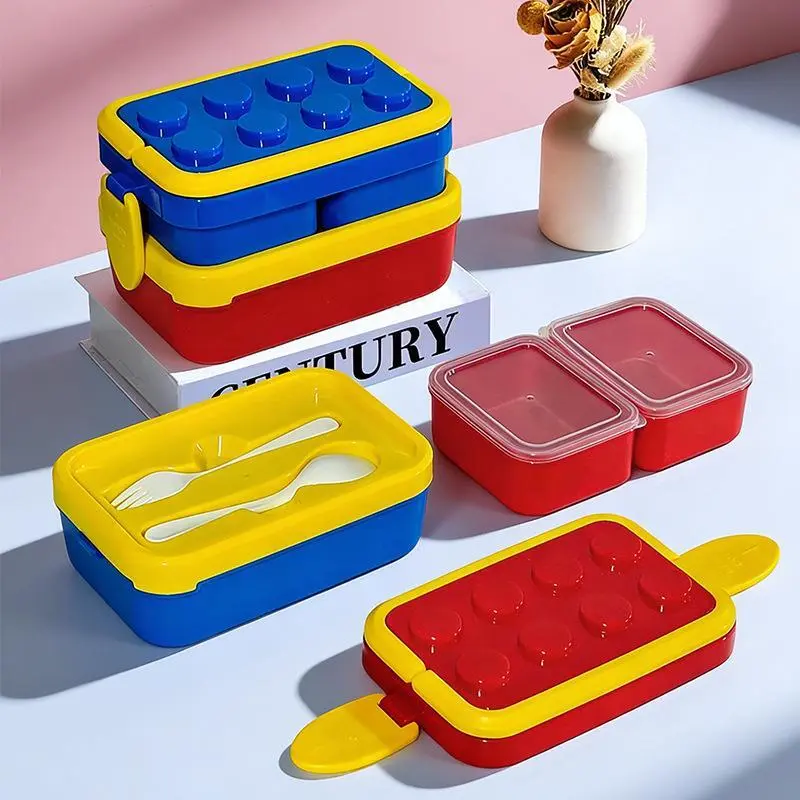 Building Block Style 2-Tier Square Lunch Box | Plastic Lunch Box Factory - HongXing 1