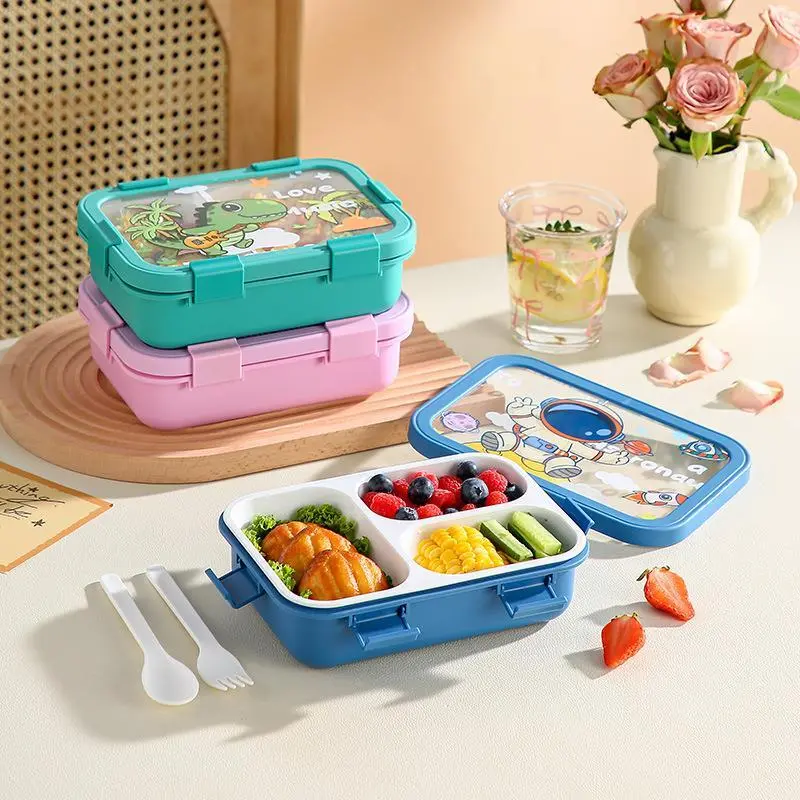 Cartoon 6-Lock 3-Compartment Plastic Lunch Box | Plastic Lunch Box Factory - HongXing 1