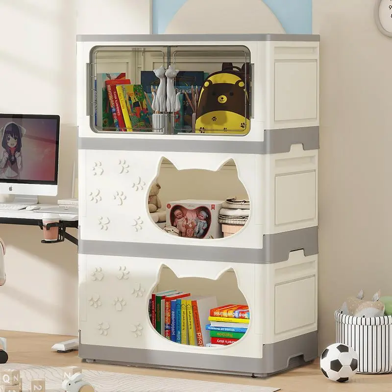 Hongxing Hard Plastic Storage Cabinets，Creative Cat-Themed Multi-Layer Storage Cabinet 1