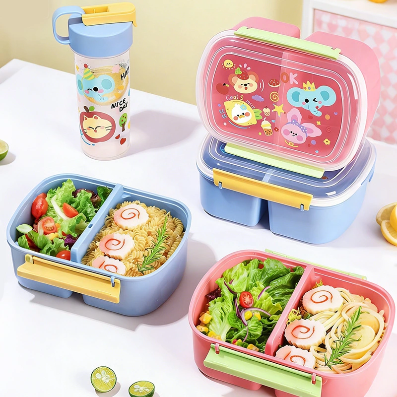 HongXing Microwavable Lunch Containers, Kids' Fun Compartment Lunch Box Set 1