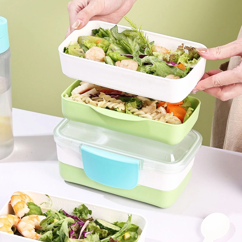 HongXing Portable Microwave Lunch Box, Kids' Double-Layer Large Capacity Lunch Box Set 1