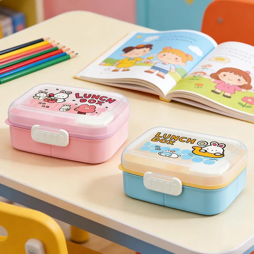 Rectangular Portable Double-Layer Compartment Lunch Box 1