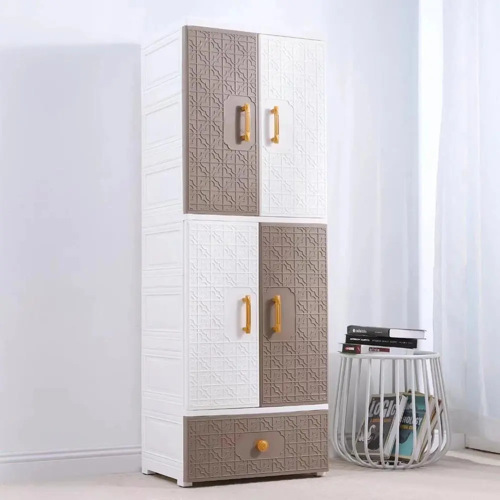 HongXing Brown & White Patterned Wardrobe | Modular Plastic Storage System 1