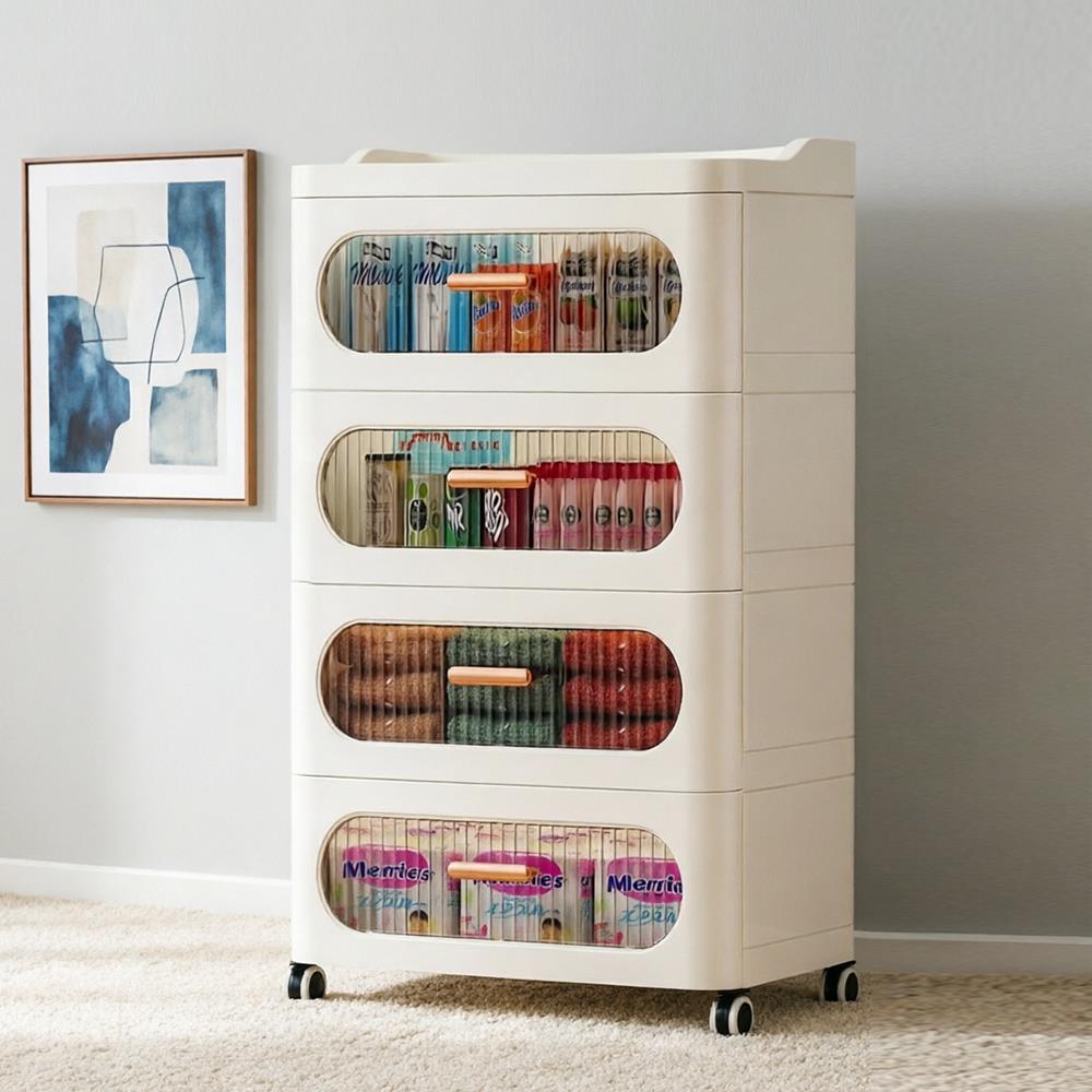 HongXing Narrow Clear Storage Tower 3–7 Tiers Beige PP | Factory Direct 4
