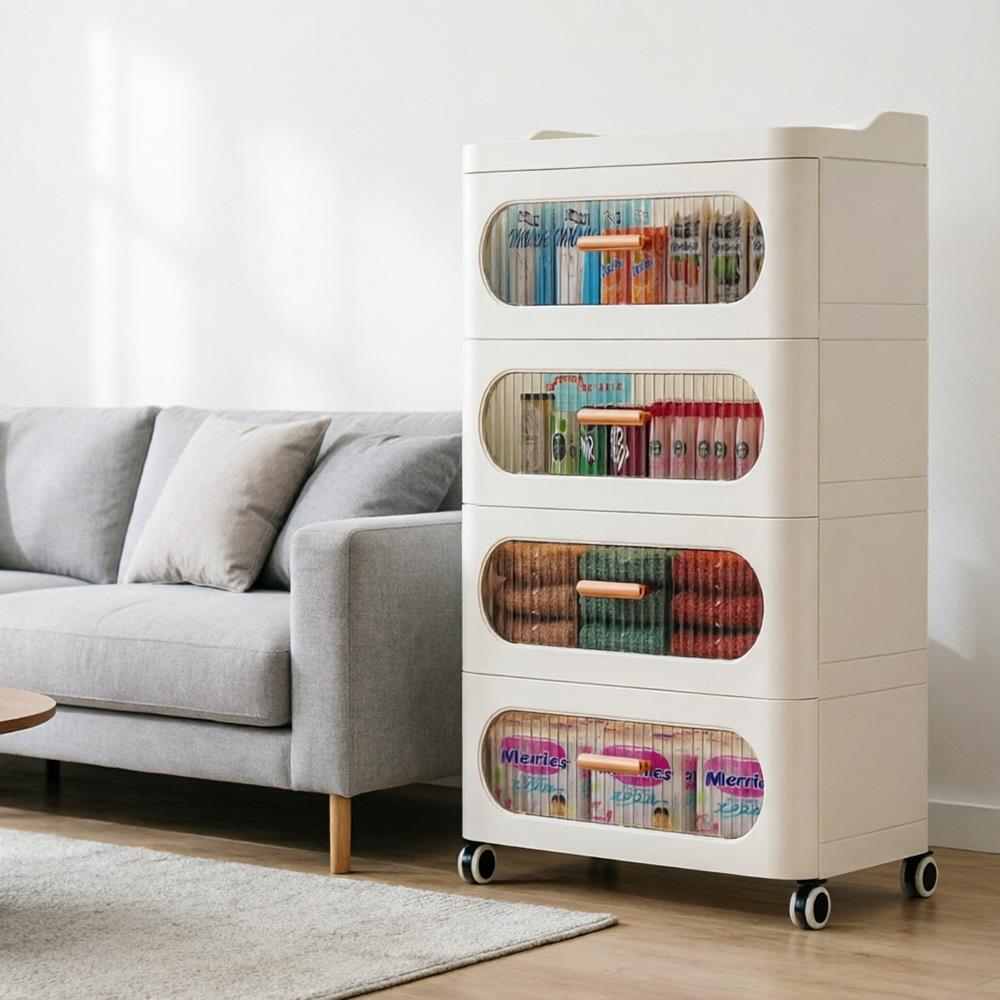 HongXing Narrow Clear Storage Tower 3–7 Tiers Beige PP | Factory Direct 1