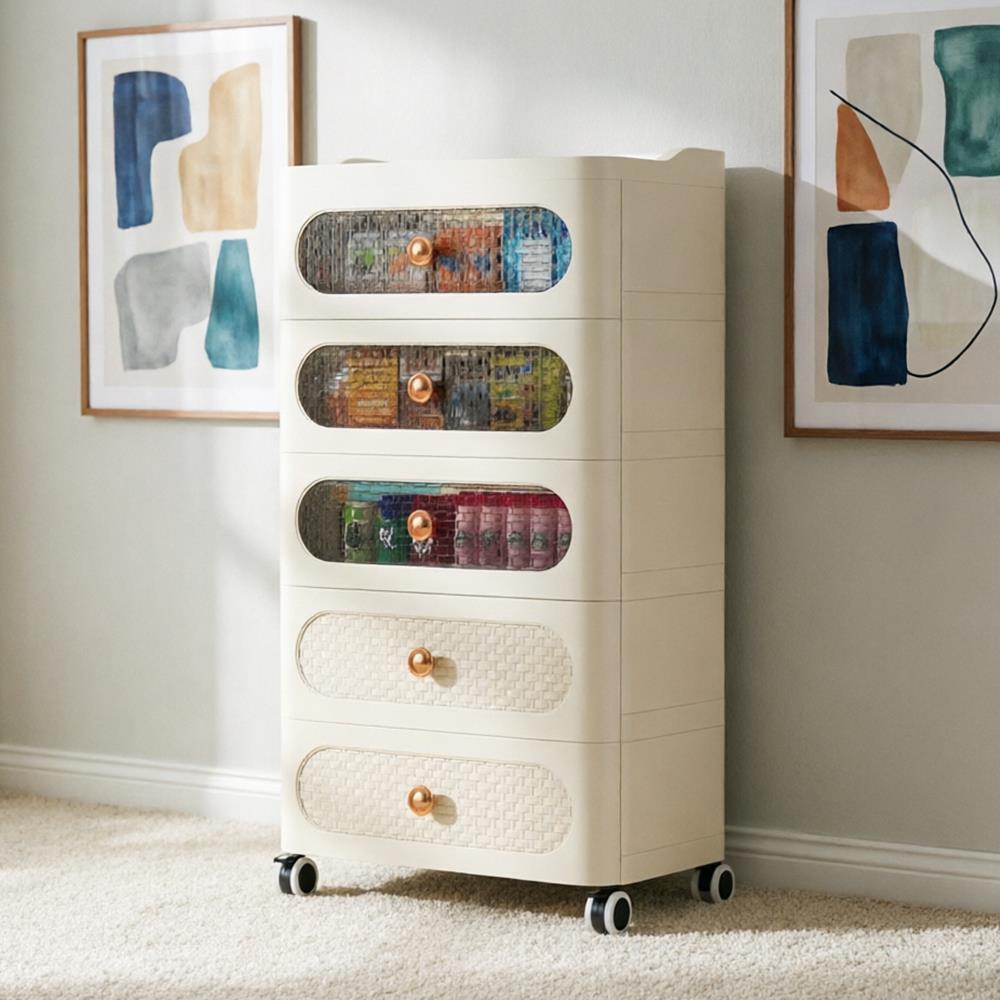 HongXing Mixed-Bin Slim Tower 3–7 Tiers Clear Beige PP | Factory Direct 1
