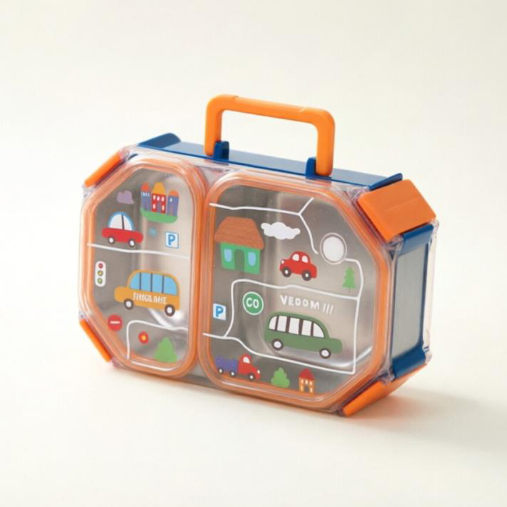 Cartoon Pattern Portable 304 Stainless Steel Lunch Box with Handle 8