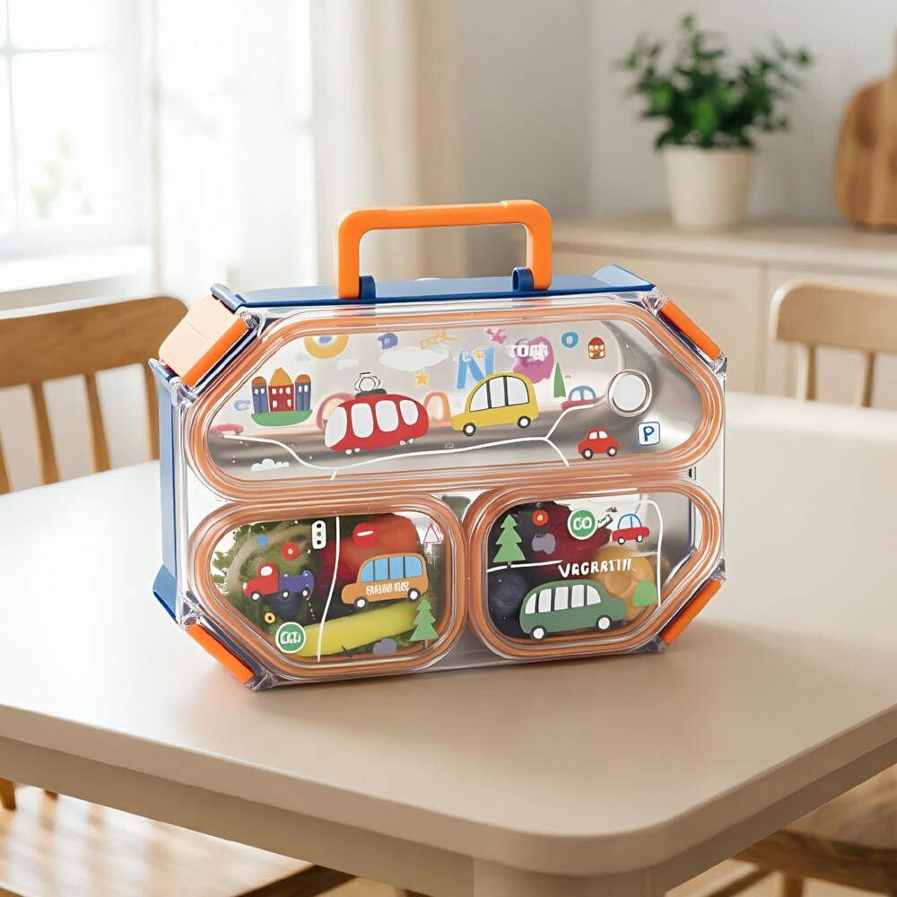 Cartoon Pattern Portable 304 Stainless Steel Lunch Box with Handle 9