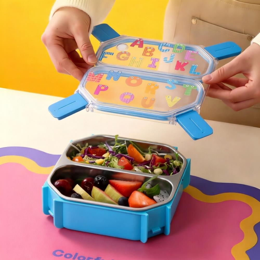 304 Stainless Steel Lunch Box — Square Design, Cute Cartoon & Easy-Carry Handle 4