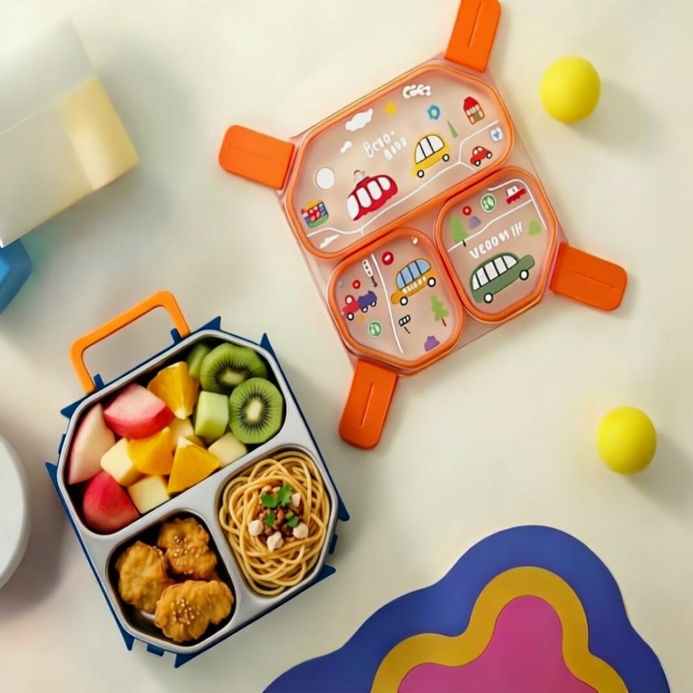 304 Stainless Steel Lunch Box — Square Design, Cute Cartoon & Easy-Carry Handle 3