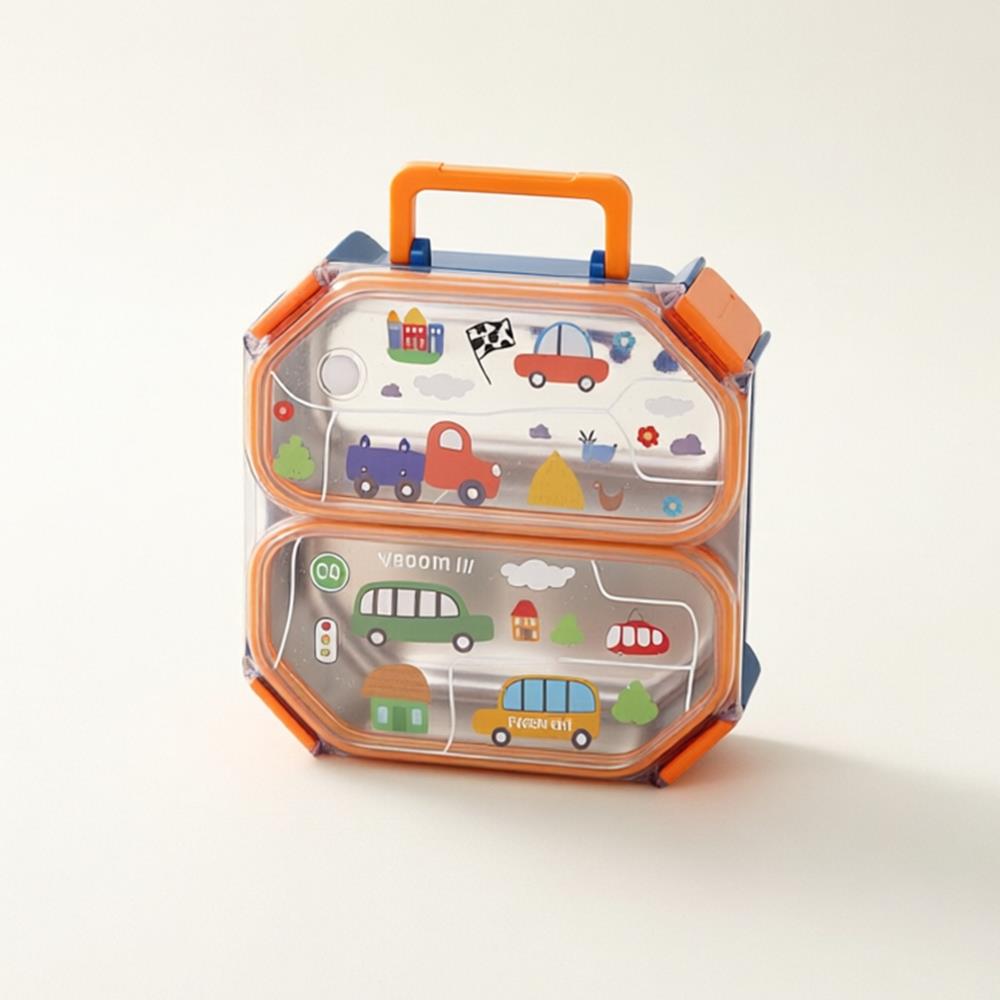 304 Stainless Steel Lunch Box — Square Design, Cute Cartoon & Easy-Carry Handle 6