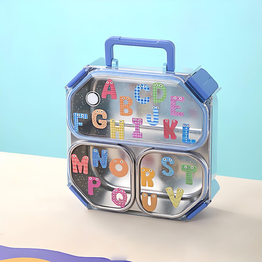 304 Stainless Steel Lunch Box — Square Design, Cute Cartoon & Easy-Carry Handle 7