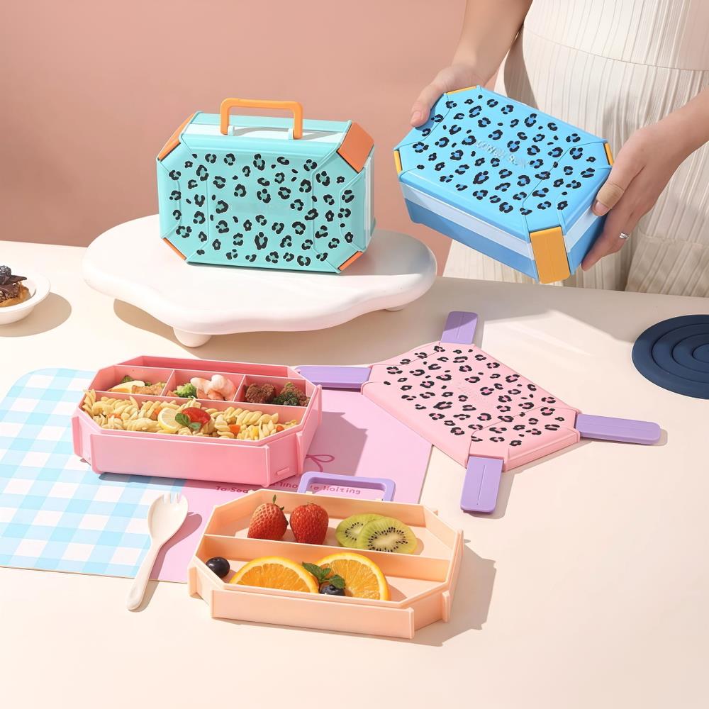 Stylish Speckle Portable Lunch Box — Double-Layer & Easy-Carry Handle 1