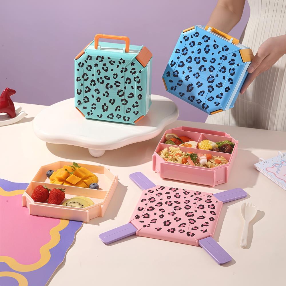 Stylish Speckle Portable Lunch Box — Double-Layer & Easy-Carry Handle 2