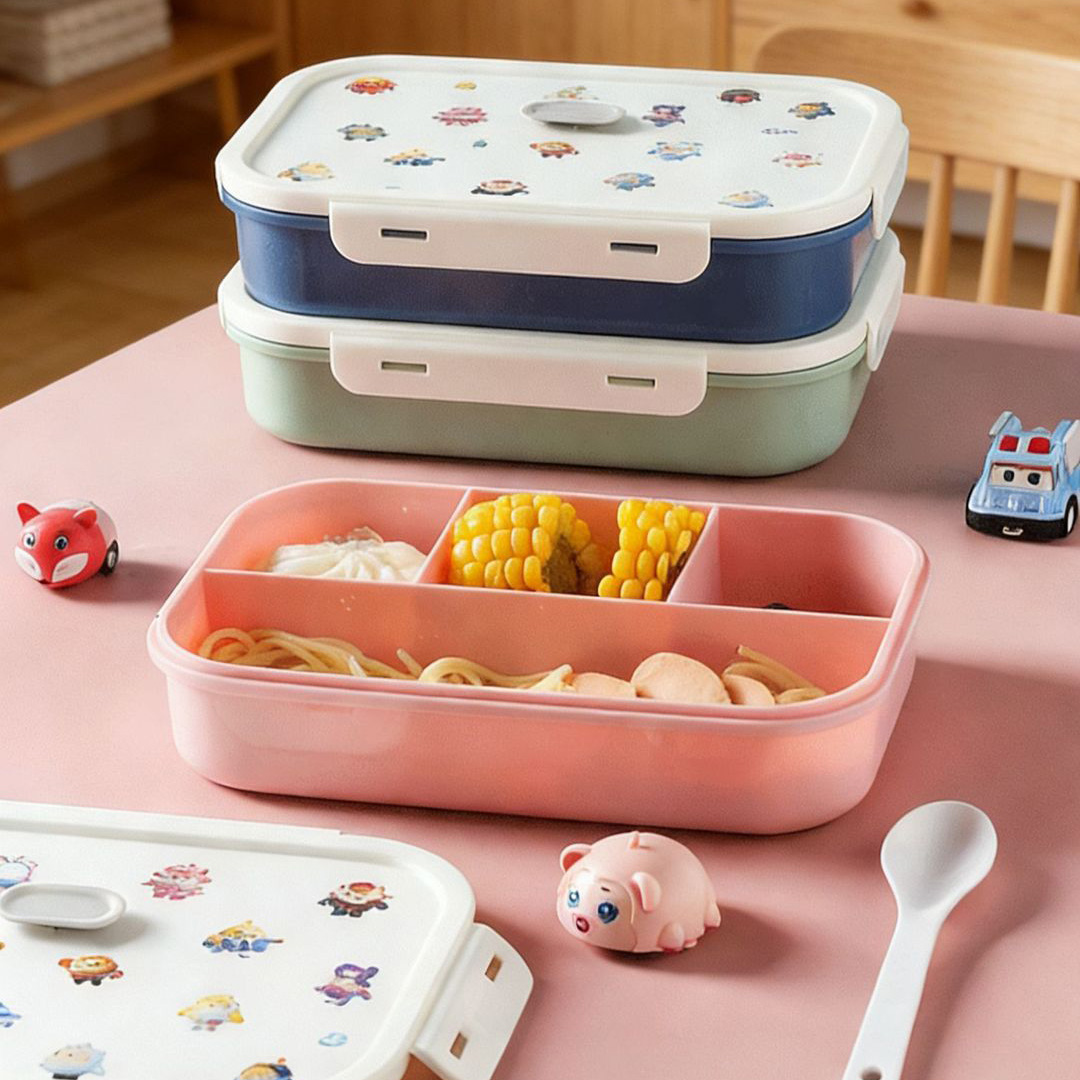 Cartoon 4-Compartment Lunch Box Water Bottle Set – Perfect for School 3